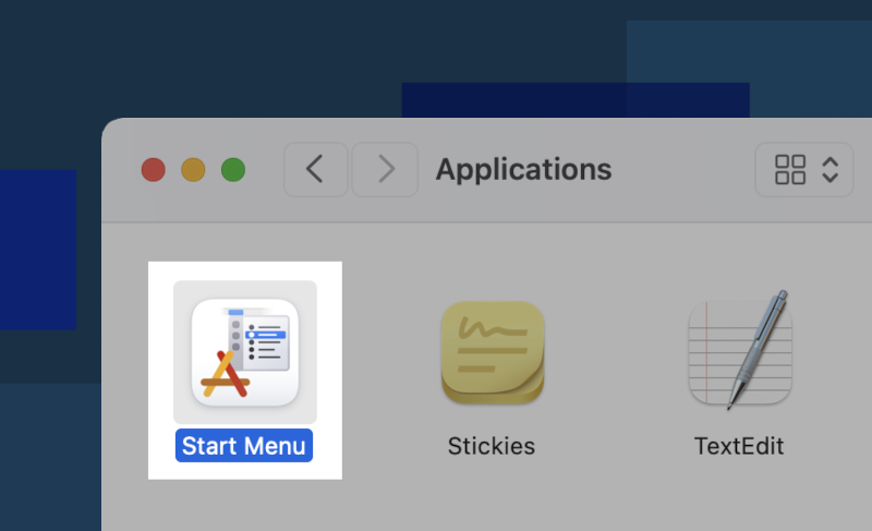 Screenshot of the Start Menu app in the Applications folder