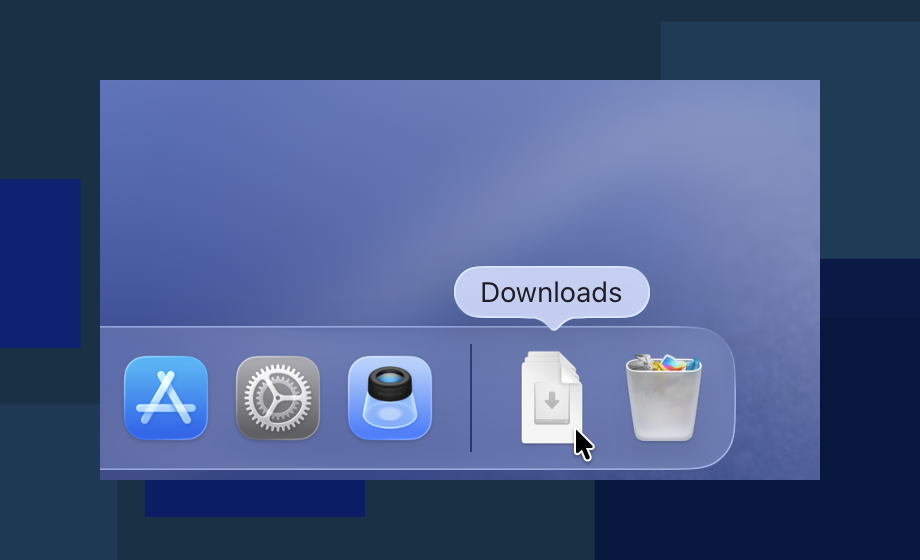 Screenshot of the Downloads folder icon in the Dock
