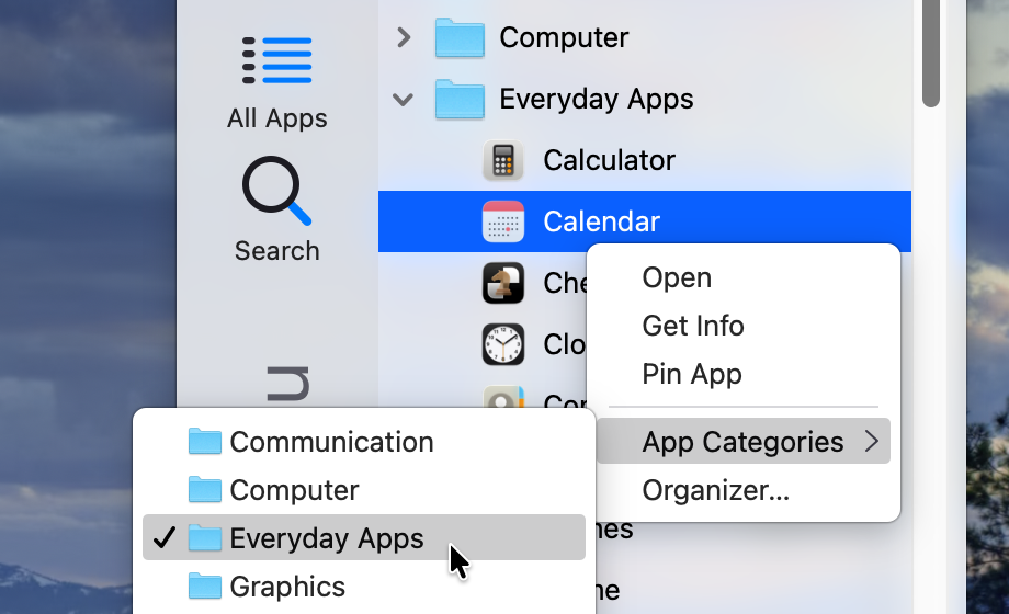 Screenshot of Start Menu context menu