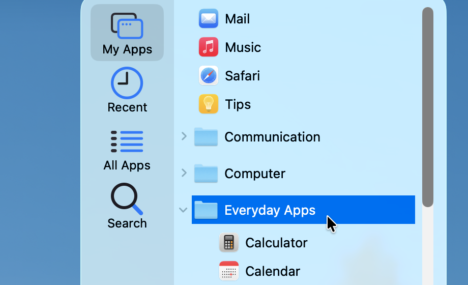 Screenshot of the My Apps menu
