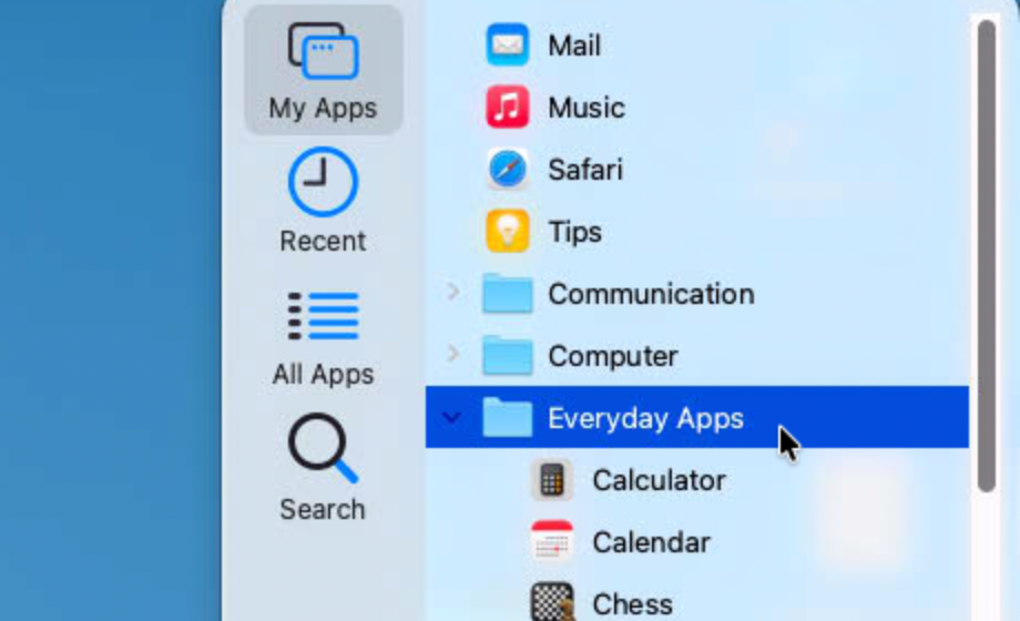 Screenshot of the My Apps menu