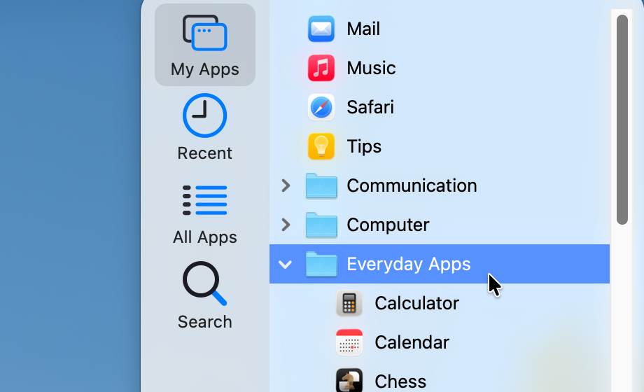 Screenshot of the My Apps menu